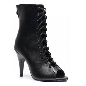 Burju Oliviya - Black, Rubber Sole Open Toe Cut Out Bootie - Size: 6 US